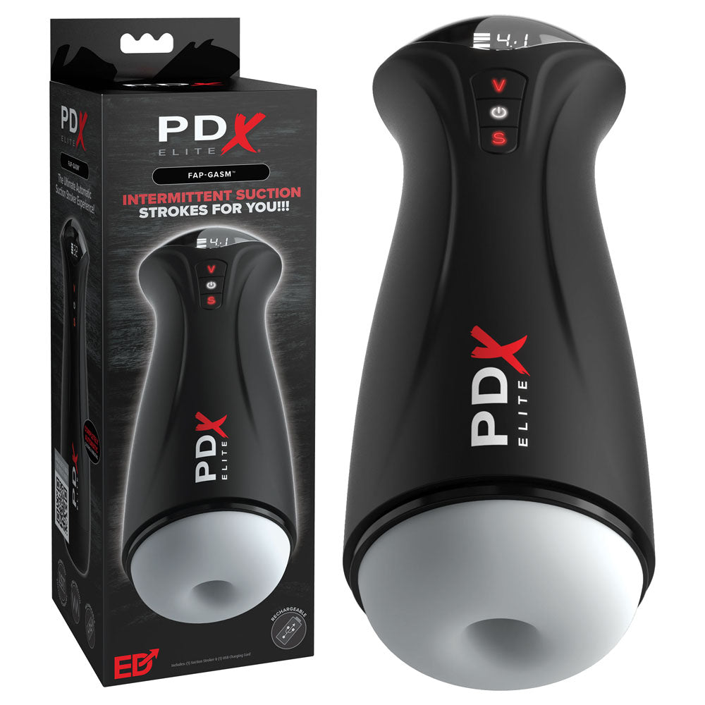 PDX Elite Fuck-Gasm 9.7 Inch USB Rechargeable Auto Stroker Clear Strokers - Manual