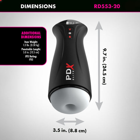 PDX Elite Fuck-Gasm 9.7 Inch USB Rechargeable Auto Stroker Strokers - Manual
