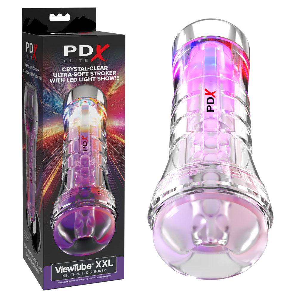 PDX Elite ViewTube XXL (Clear) – LED Stroker > Sex Toys For Men > Masturbators > Manual