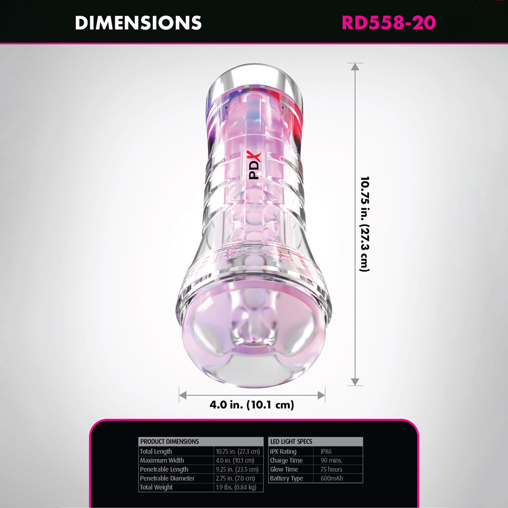 PDX Elite ViewTube XXL (Clear) – LED Stroker > Sex Toys For Men > Masturbators > Manual