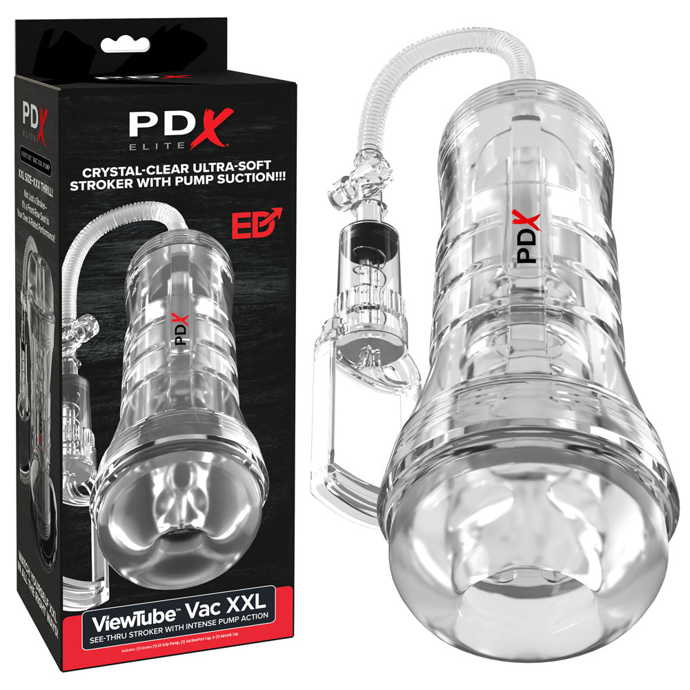 Pdx Elite Viewtube Vac XXL (Clear) – See-Through Ez-Grip Pump Stroker > Sex Toys For Men > Masturbators > Manual