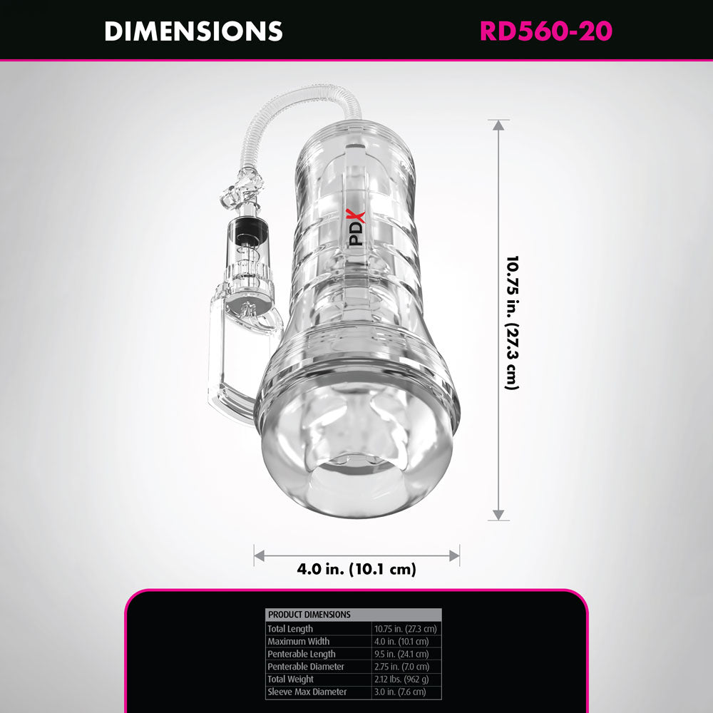 Pdx Elite Viewtube Vac XXL (Clear) – See-Through Ez-Grip Pump Stroker > Sex Toys For Men > Masturbators > Manual