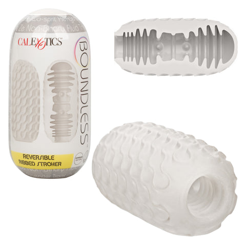 Boundless Reversible Ribbed Stroker White 4.5 Inch Compact Textured Male Masturbator Strokers - Manual