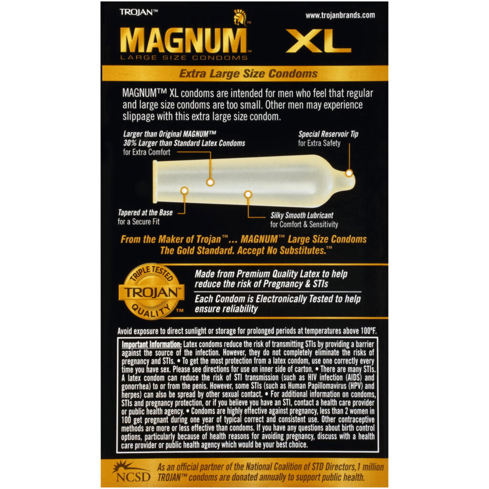 Trojan Magnum XL Lubricated Condoms 12 Pack Larger Size > Essentials > Condoms