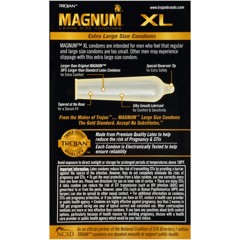Trojan Magnum XL Lubricated Condoms 12 Pack Larger Size Condoms