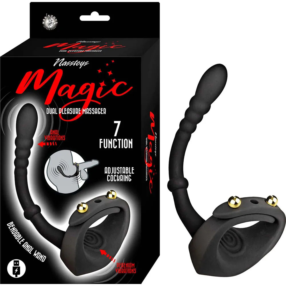 Nasstoys Magic Dual Pleasure Massager – USB Rechargeable Silicone Vibrator Black > Anal Range > Anal Probes