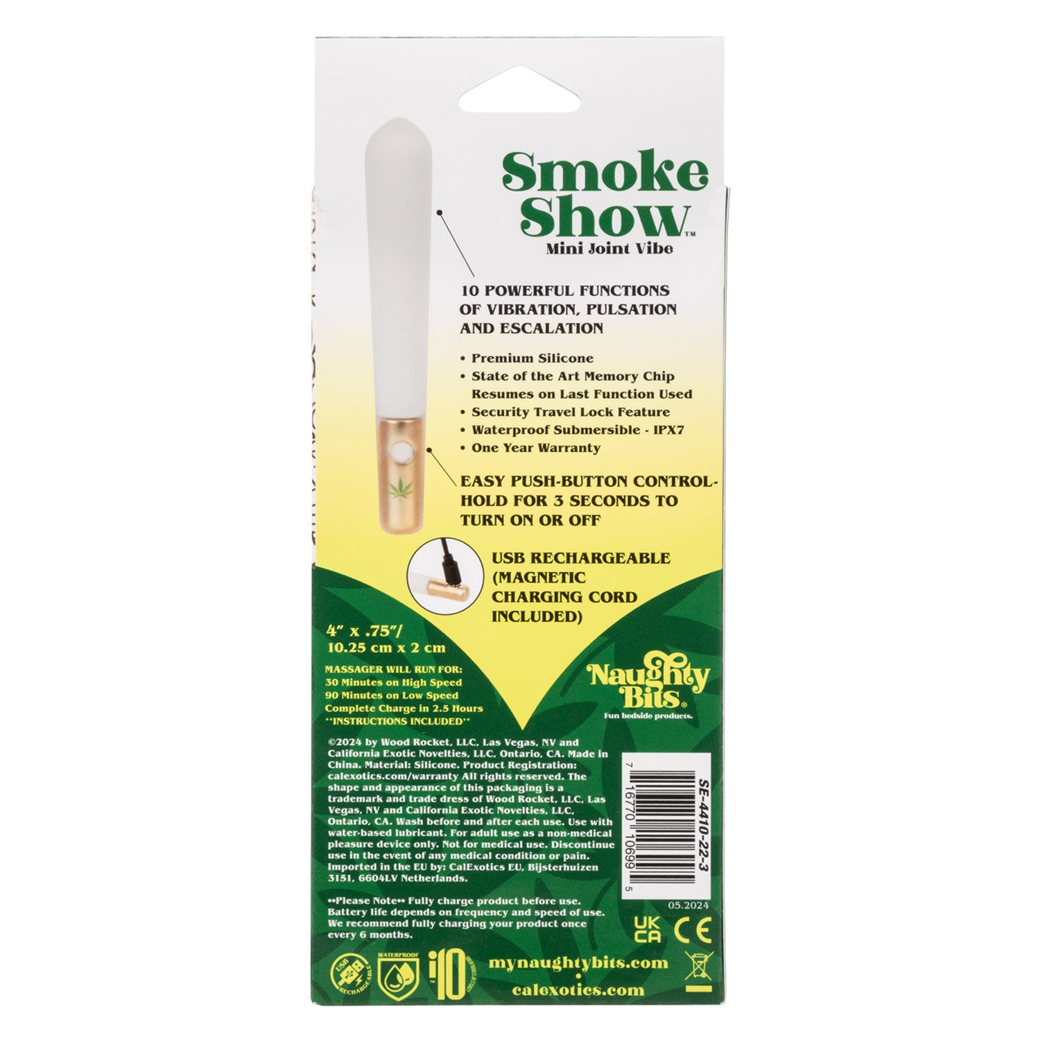 Naughty Bits Smoke Show Mini Joint Vibe Premium Silicone Waterproof Mini Vibrator BULLETS