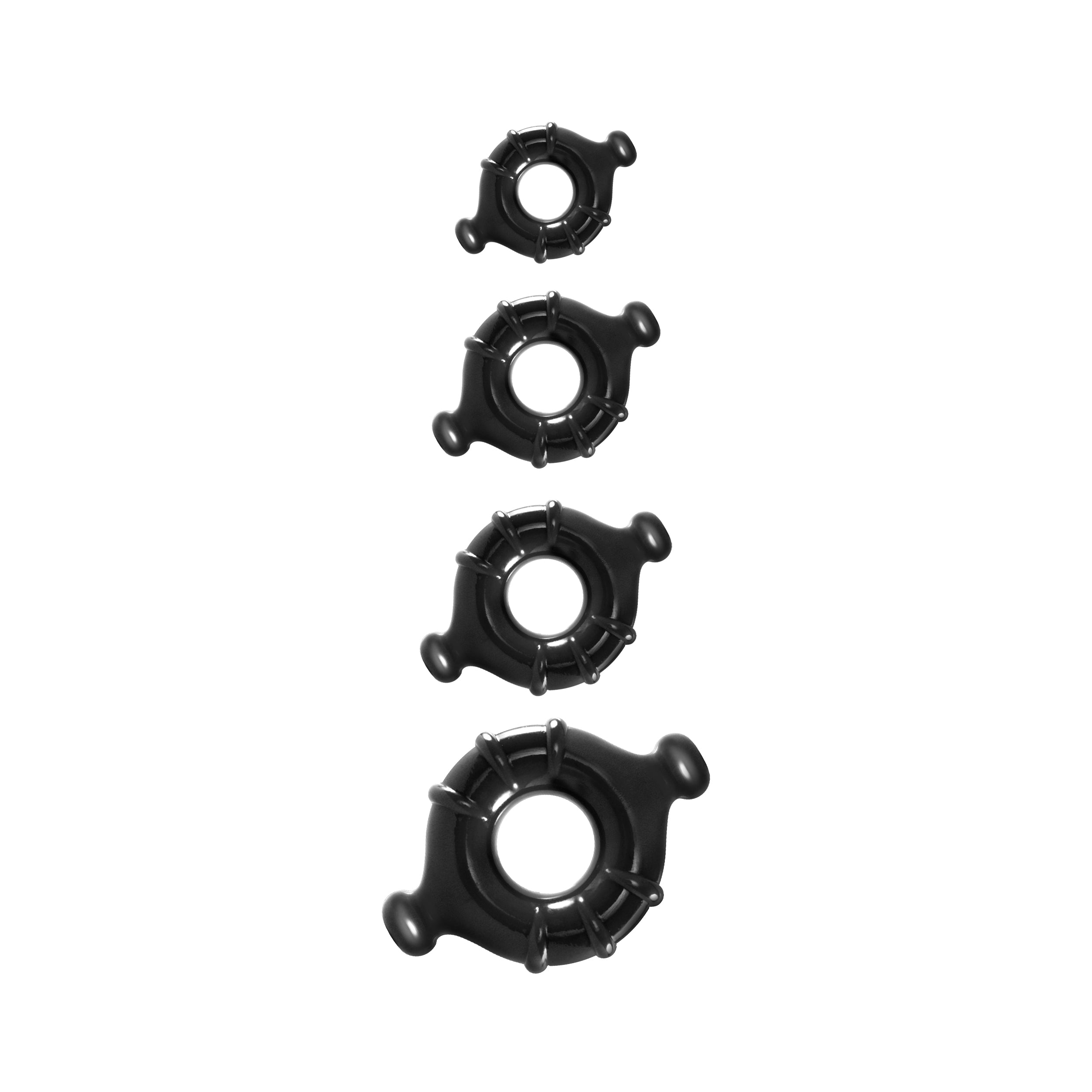 Renegade Vitality Cock Rings Set of Four Sizes for Intimacy Black COCK RING Set