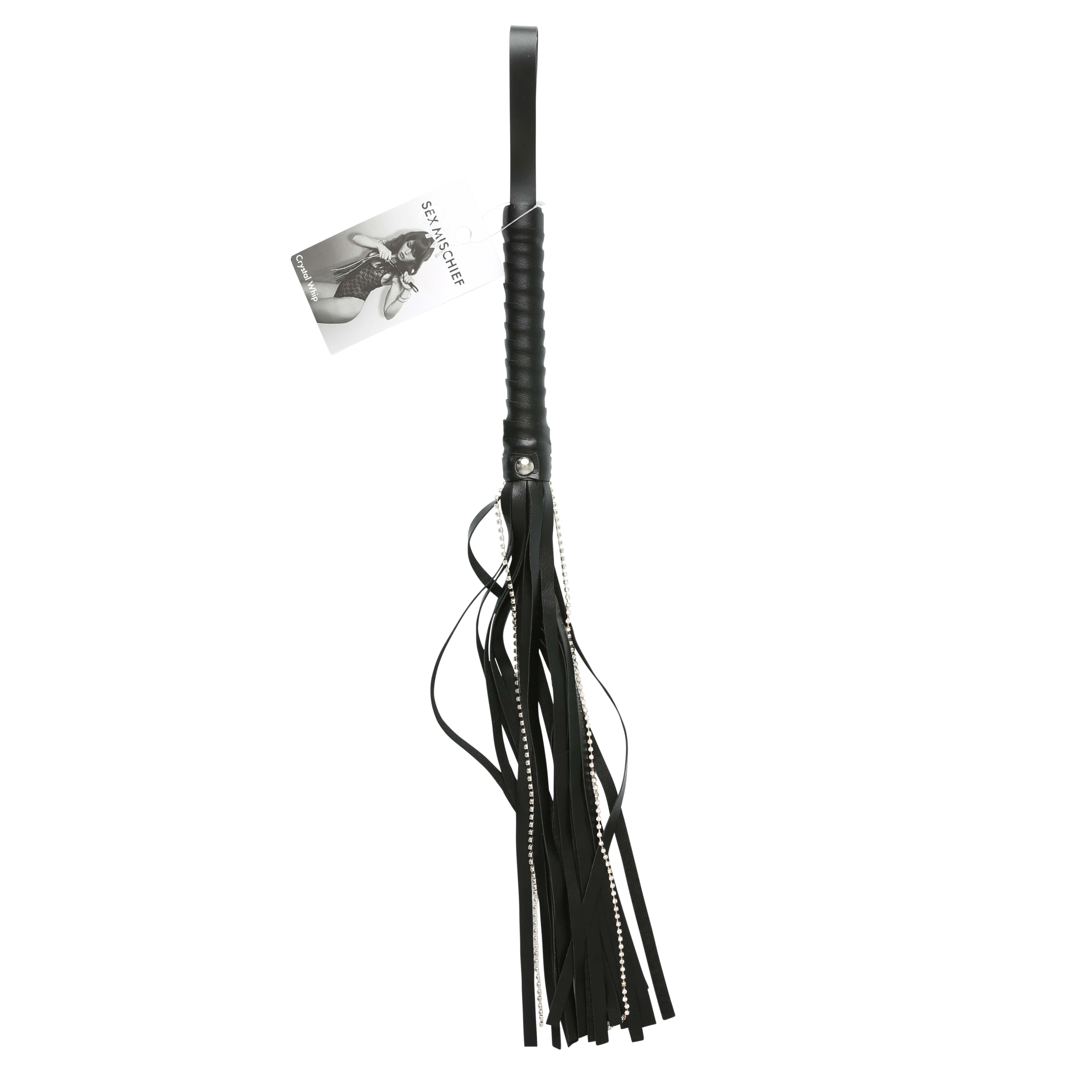 Sex and Mischief Crystal Black Whip for Adult Intimacy Play Whips & Paddles
