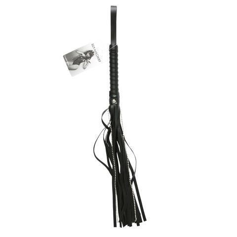 Sex and Mischief Crystal Black Whip for Adult Intimacy Play Whips & Paddles