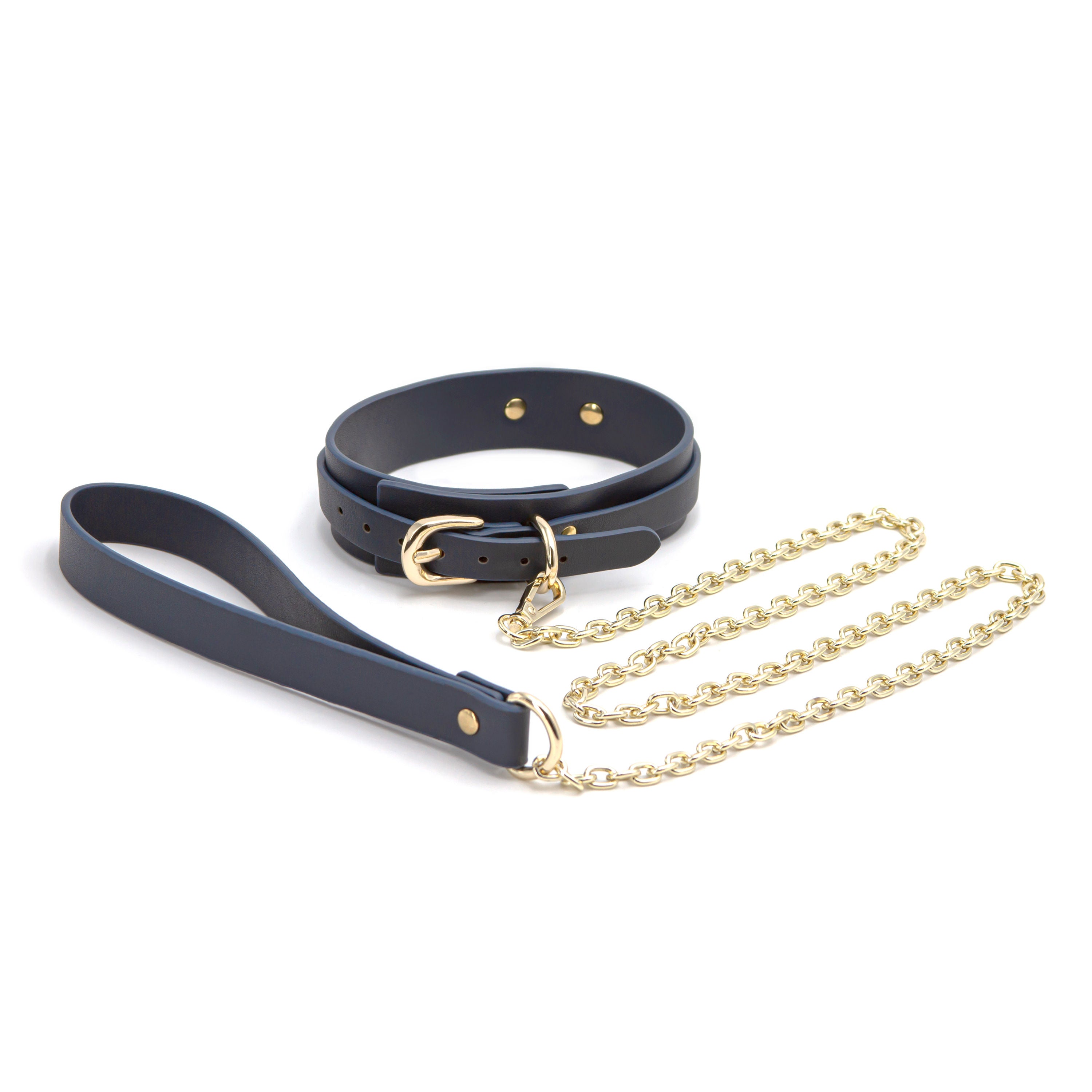 Bondage Couture Collar and Leash (Blue) – Luxury Accessory Collar 18.23 Inch x 1.22 Inch Blue > Bondage Gear > Collars & Leashes Main image