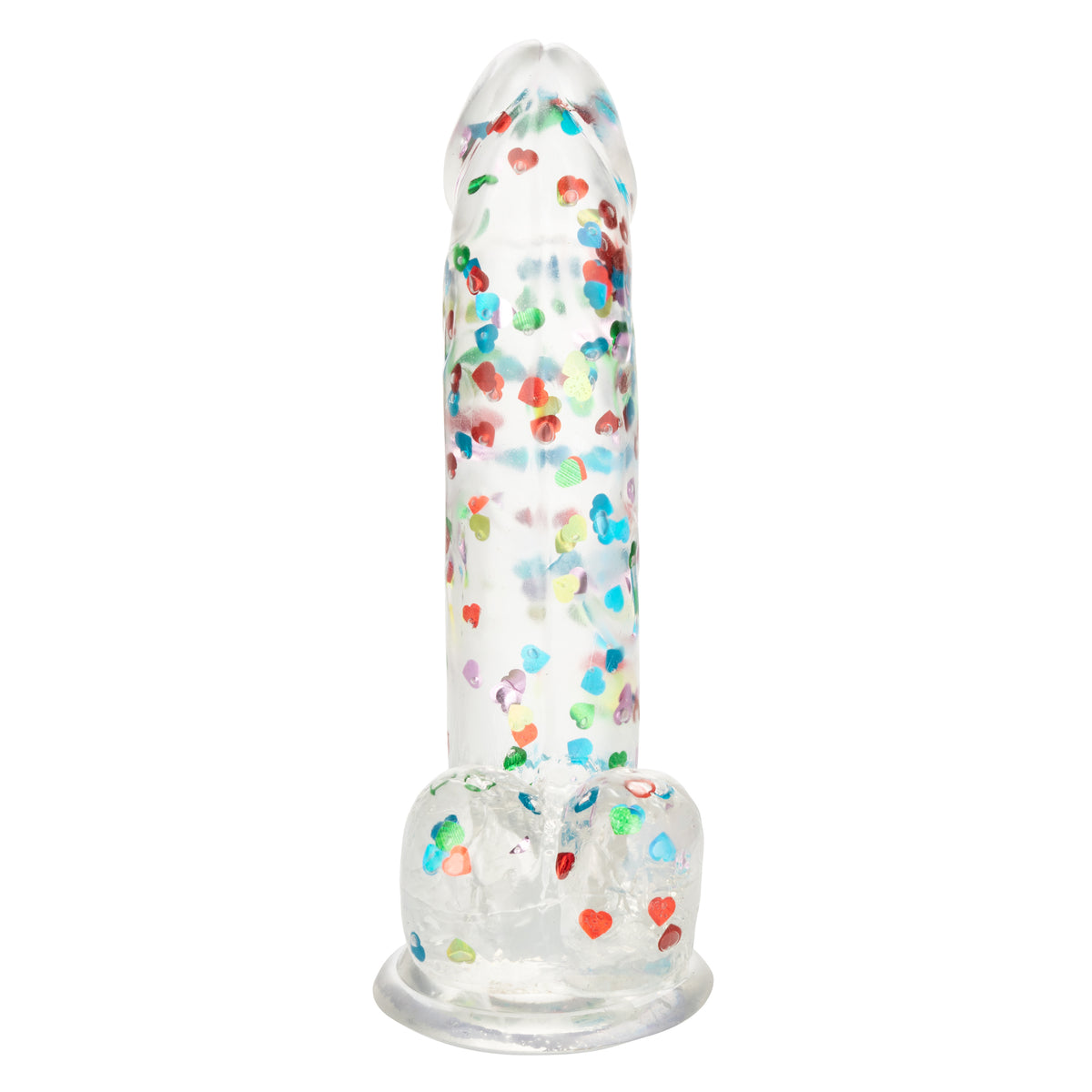Naughty Bits I Love Dick Heart-Filled Dong 6 Inch Clear with Multicolor Heart Confetti > Dildos > Realistic Dildos