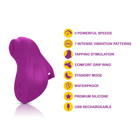 Carlee Rechargeable Finger Vibrator with 10 Tapping Modes Berry Suction Stimulator