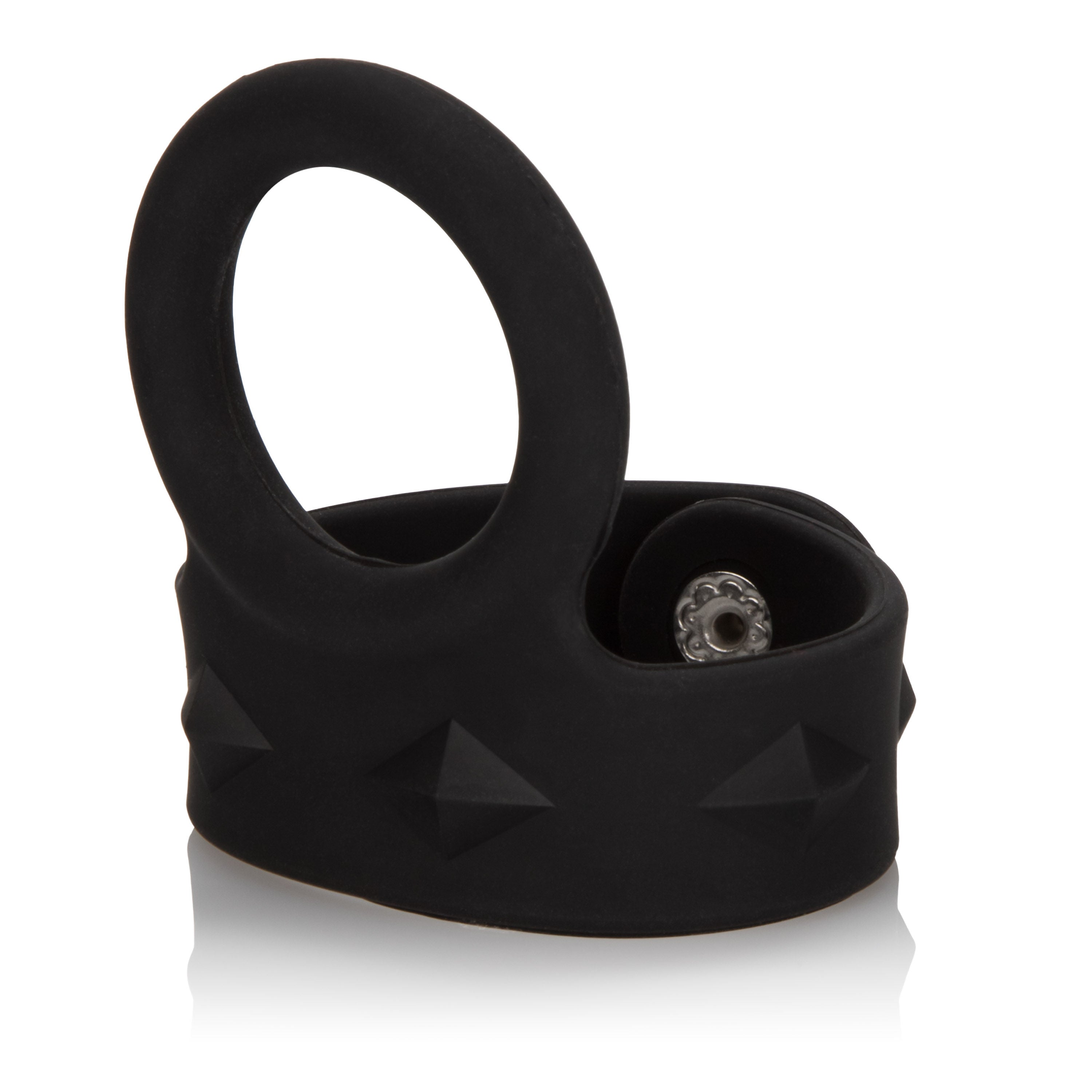 Silicone Adjustable Tri-Snap Scrotum Support Ring Large Black COCK RINGS Sling