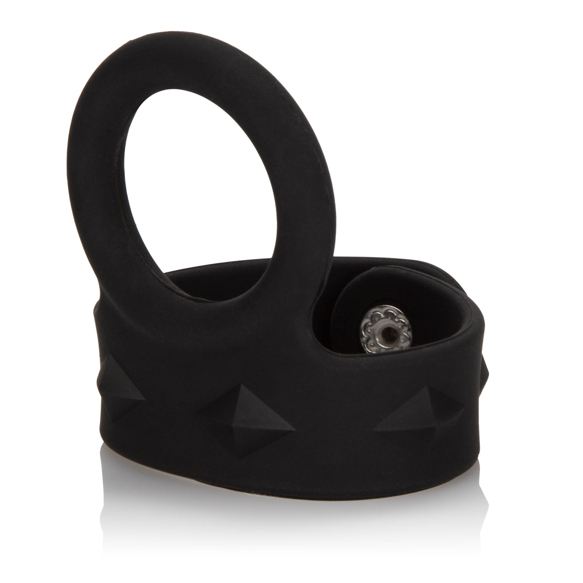 Silicone Adjustable Tri-Snap Scrotum Support Ring Large Black COCK RINGS Sling