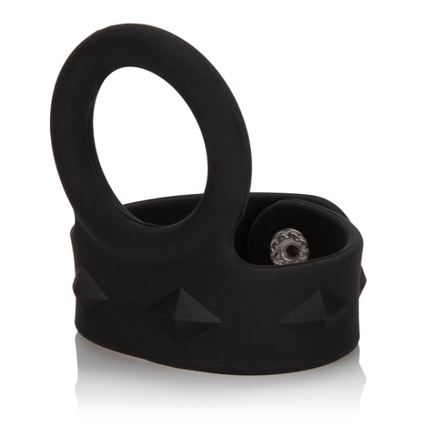 Silicone Adjustable Tri-Snap Scrotum Support Ring Large Black COCK RINGS Sling