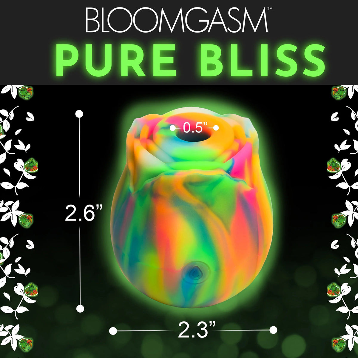 Glow Rose Rainbow Clit Stimulator with Glow-In-The-Dark Petals Multi > Sex Toys For Ladies > Rose Stimulators