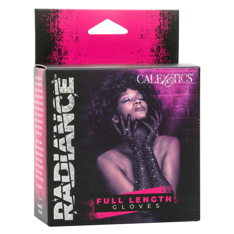 Radiance Black Full Length Mesh Gloves with Rhinestones One Size > Clothes > Accessories