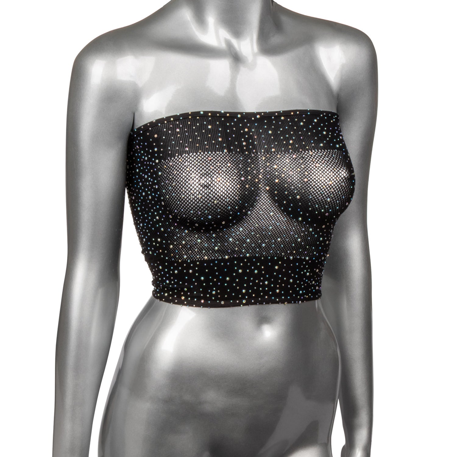 Radiance Black Rhinestone Mesh Bandeau Top – Stretchy Erotic Clothing > Clothes > Dresses and Chemises