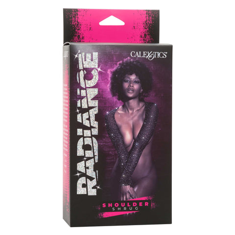 Radiance Shoulder Shrug Black Stretchy Mesh with Sparkling Rhinestones Full Length Sleeves One Size Lingerie & Sexy Apparel