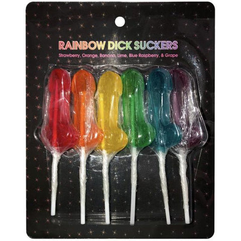 Rainbow Flavored Dick Shaped Suckers Set of Six Adult Candy Gag Gifts & Novelties