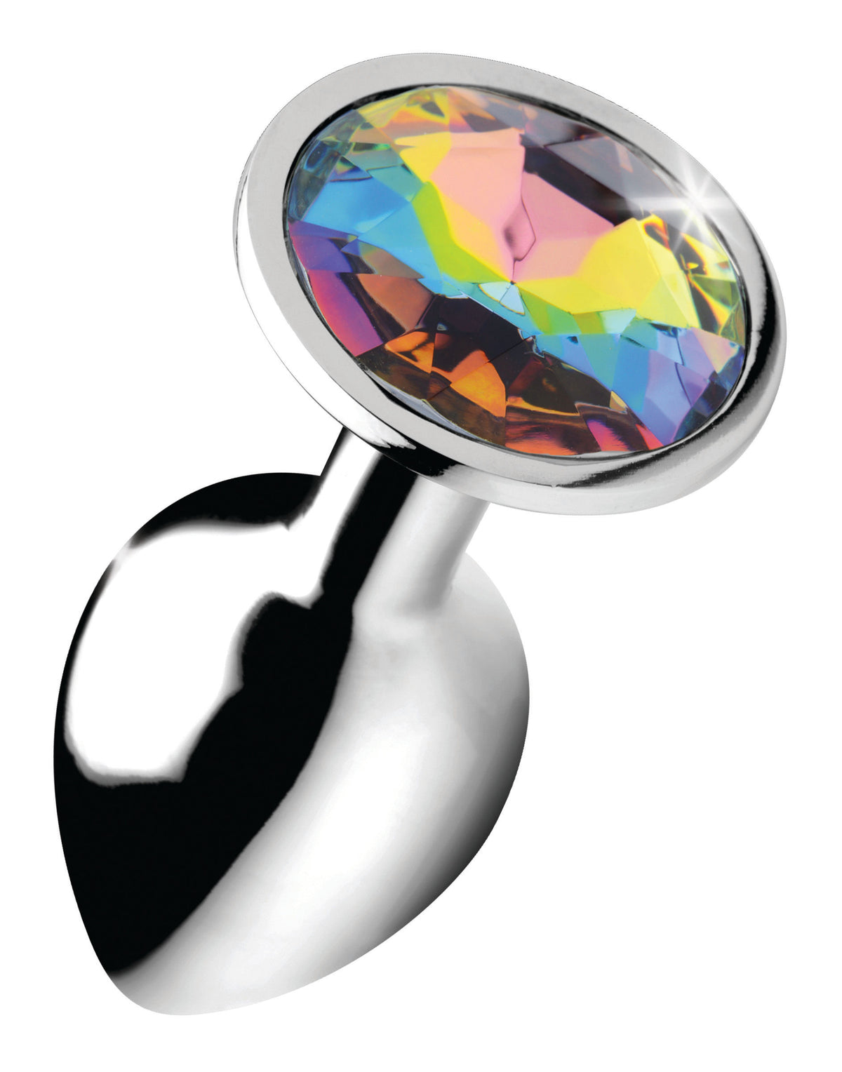 Rainbow Prism Small 2.8 Inch Silicone Butt Plug with Jeweled Base > Anal Range > Jewel Butt Plugs