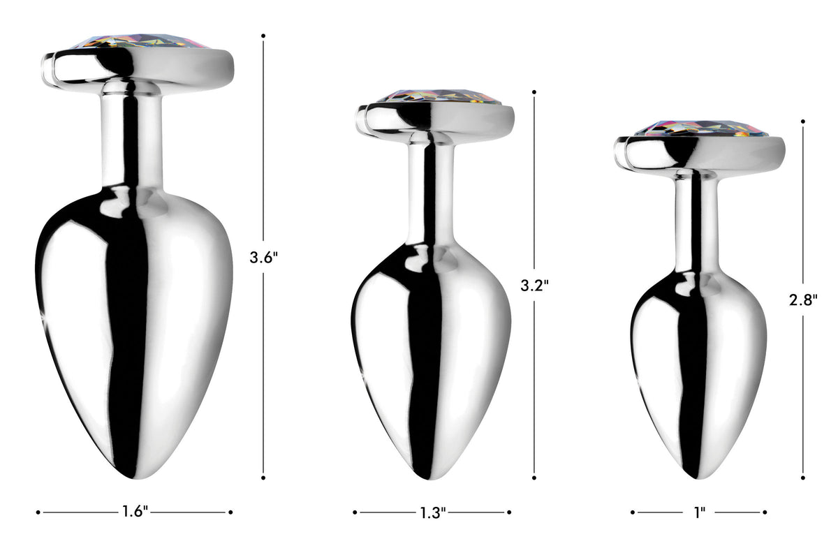Rainbow Prism Medium 3.2 Inch Silicone Butt Plug with Jeweled Base > Anal Range > Jewel Butt Plugs