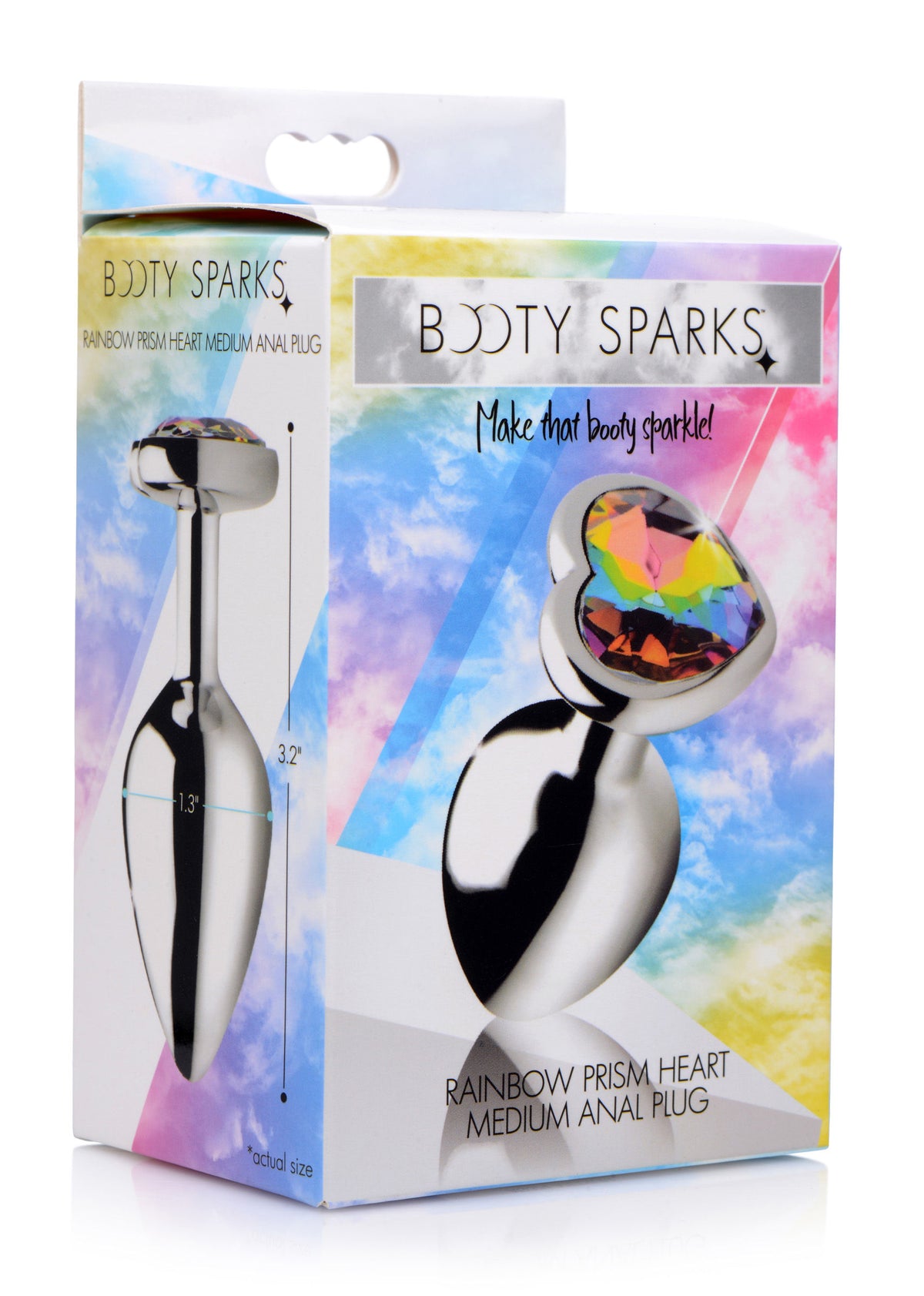 Rainbow Prism Medium 3.2 Inch Silicone Butt Plug with Jeweled Base > Anal Range > Jewel Butt Plugs