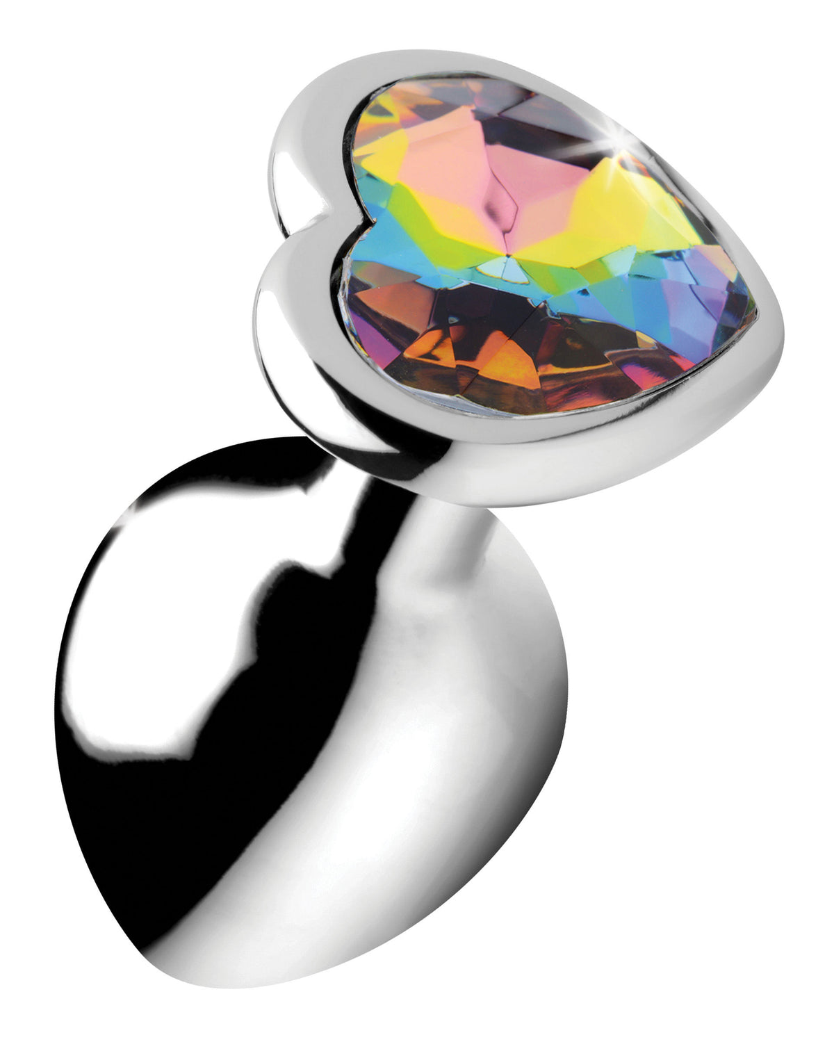 Rainbow Prism Medium 3.2 Inch Silicone Butt Plug with Jeweled Base > Anal Range > Jewel Butt Plugs