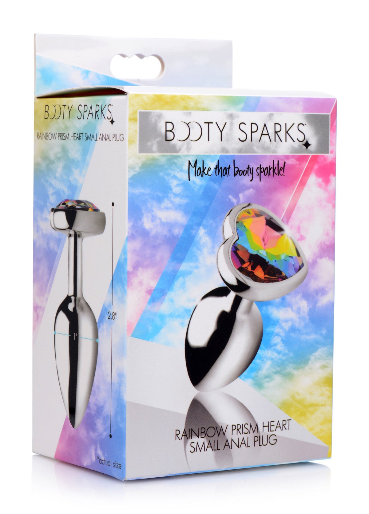 Rainbow Prism Heart Small 2.8 Inch Silicone Butt Plug with Jeweled Base > Anal Range > Jewel Butt Plugs