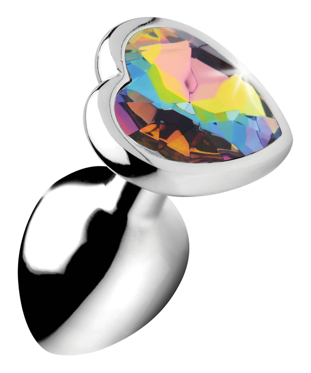 Rainbow Prism Heart Small 2.8 Inch Silicone Butt Plug with Jeweled Base > Anal Range > Jewel Butt Plugs