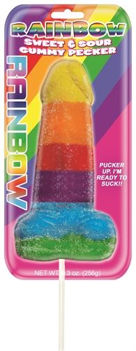 Rainbow Sweet and Sour Edible Gummy Pecker Candy 6 Inch > Novelties > Candy & Edible Items