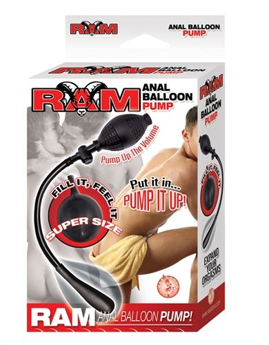 Ram Black Anal Balloon Pump with Safety Release Valve and Bulb ANAL TOYS
