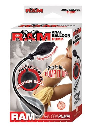 Ram Black Anal Balloon Pump with Safety Release Valve and Bulb ANAL TOYS