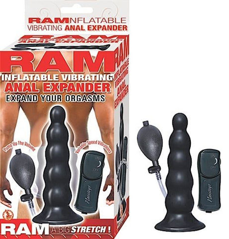 Ram Inflatable Vibrating Anal Expander (Black) – Inflatable Anal Vibrator Butt Plugs - Vibrating