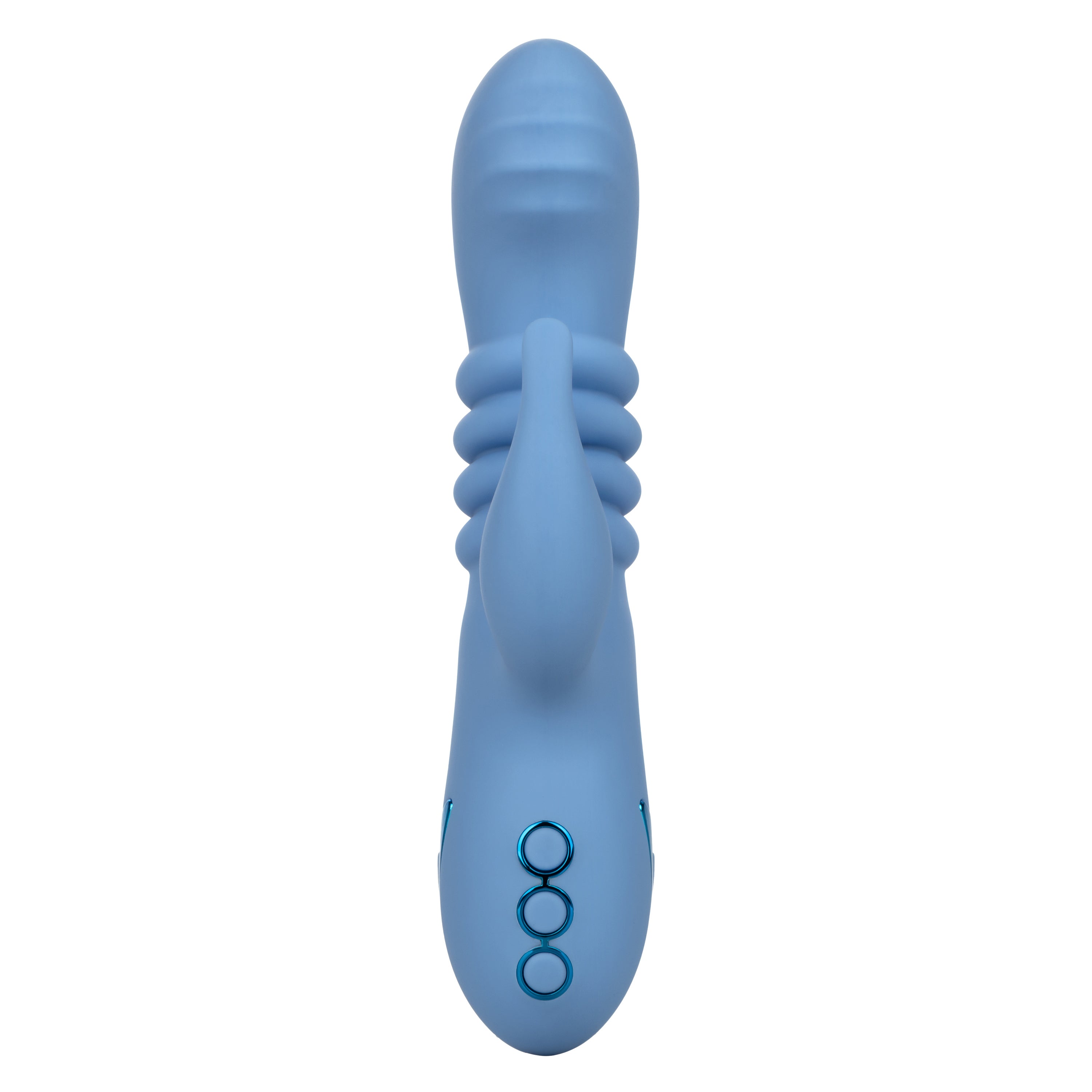 California Dreaming Santa Cruz Blue Coaster Massager with Triple Flickering Teaser and USB Rechargeable Waterproof Design VIBRATORS-RABBIT
