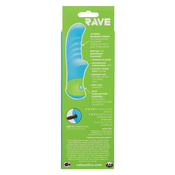 Rave Ridged G Blue and Green Silicone Massager with 10 Speeds Waterproof IPX7 USB Rechargeable Vibrators