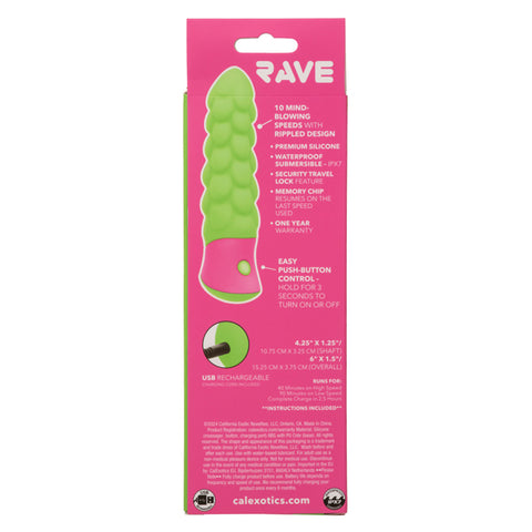 Rave Ripple Green Pink Silicone Massager 10-Speed Waterproof USB Vibrators