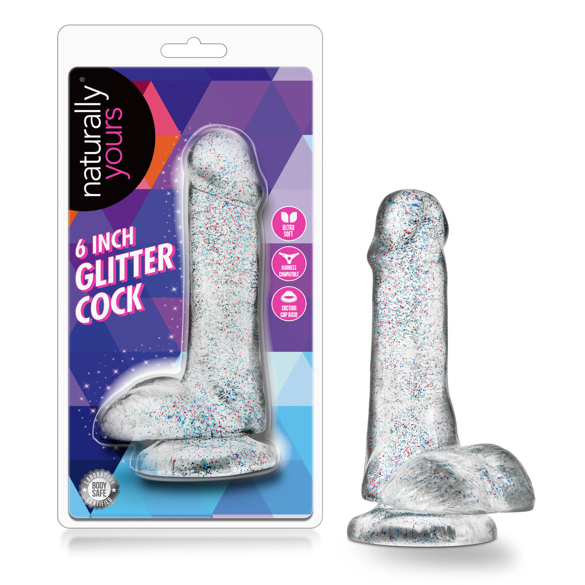 Naturally Yours 6 Inch Glitter Dildo Sparkling Clear Toy > Dildos > Realistic Dildos