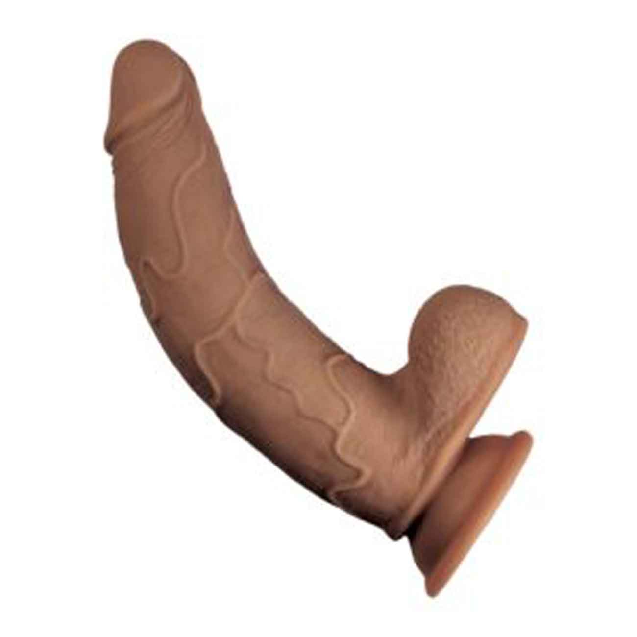Realistic Dual Layered Bendable Dildo with Testicles Brown Dongs Realistic