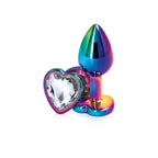 Rear Assets Multi Heart Small Metal Butt Plug with Gem Base > Anal Range > Jewel Butt Plugs