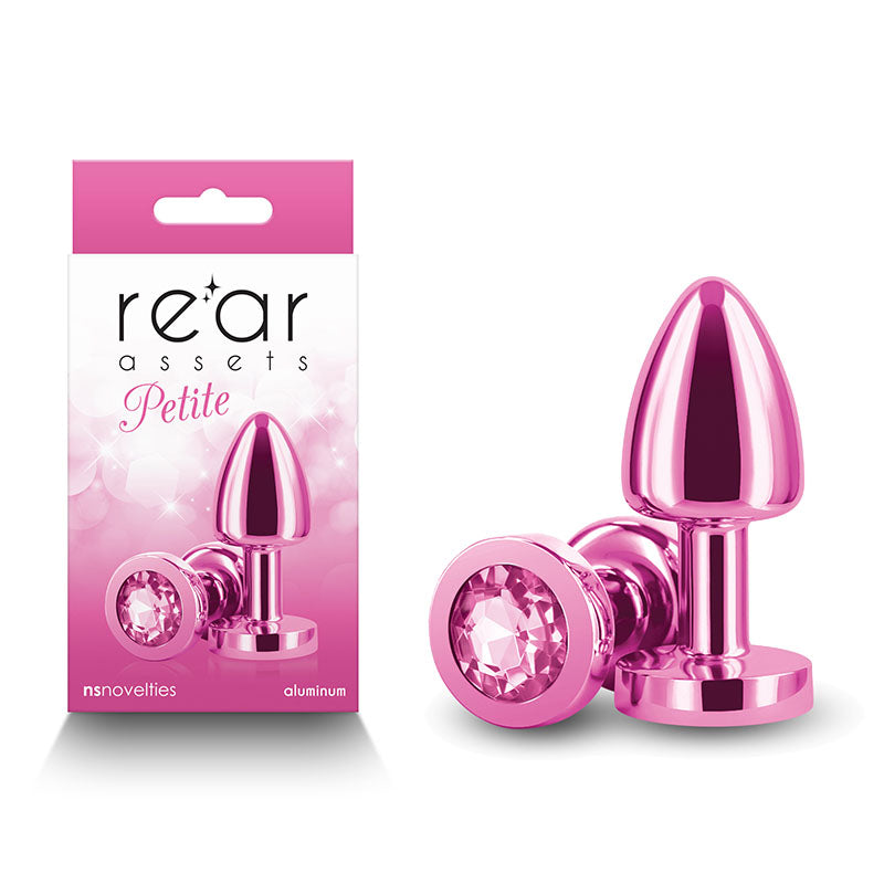 Rear Assets Petite 6 Centimeter Metal Butt Plug with Round Gem Base in Pink > Anal Range > Jewel Butt Plugs