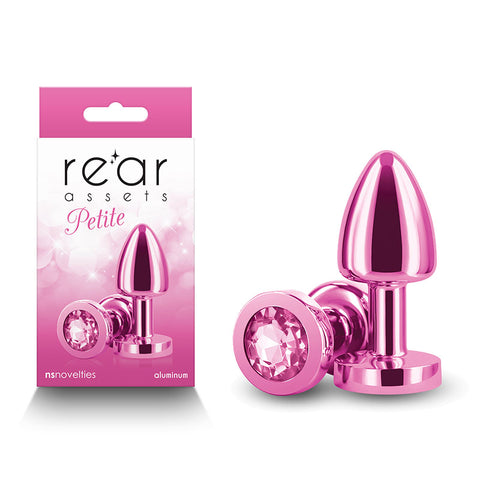 Rear Assets Petite 6 Centimeter Metal Butt Plug with Round Gem Base in Pink > Anal Range > Jewel Butt Plugs