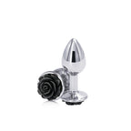 Rear Assets Rose Small 7.6 cm Metal Butt Plug with Black Rose Base > Anal Range > Jewel Butt Plugs