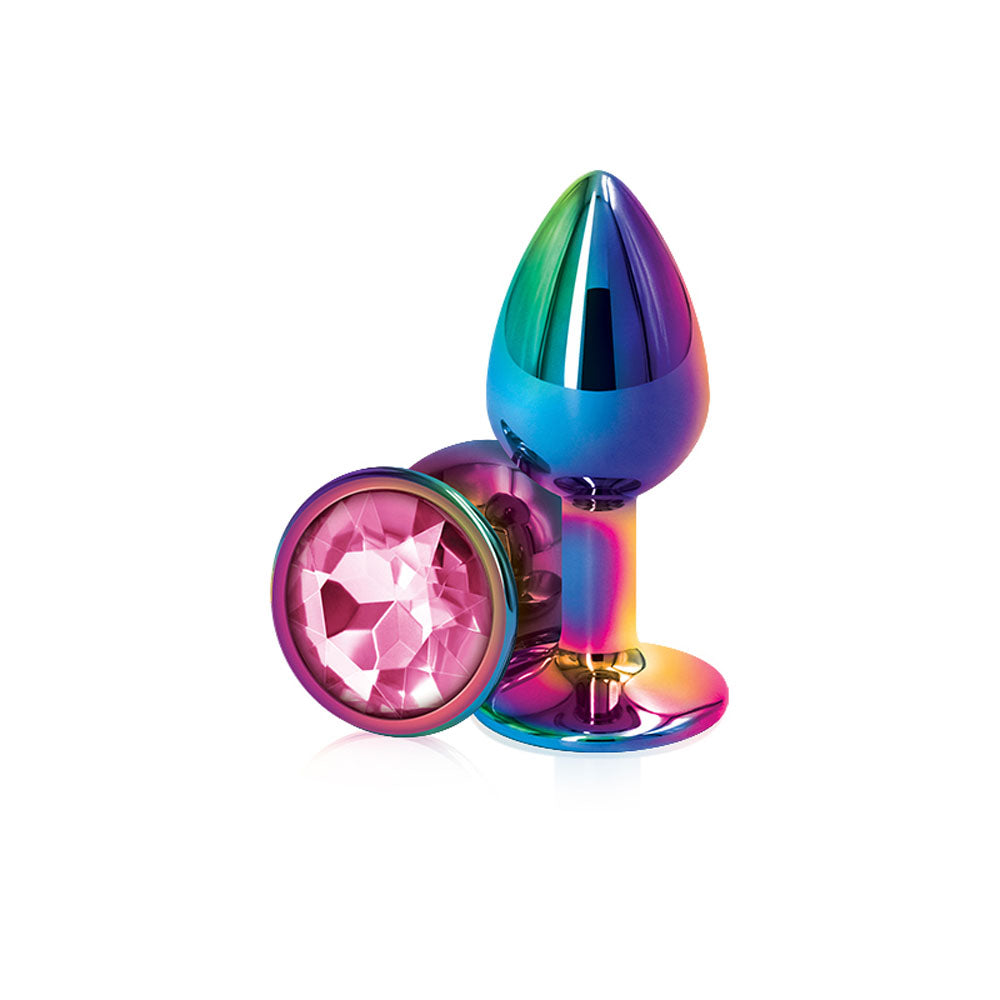 Rear Assets Small 2.72 Inch Metal Butt Plug with Pink Gem Base > Anal Range > Jewel Butt Plugs