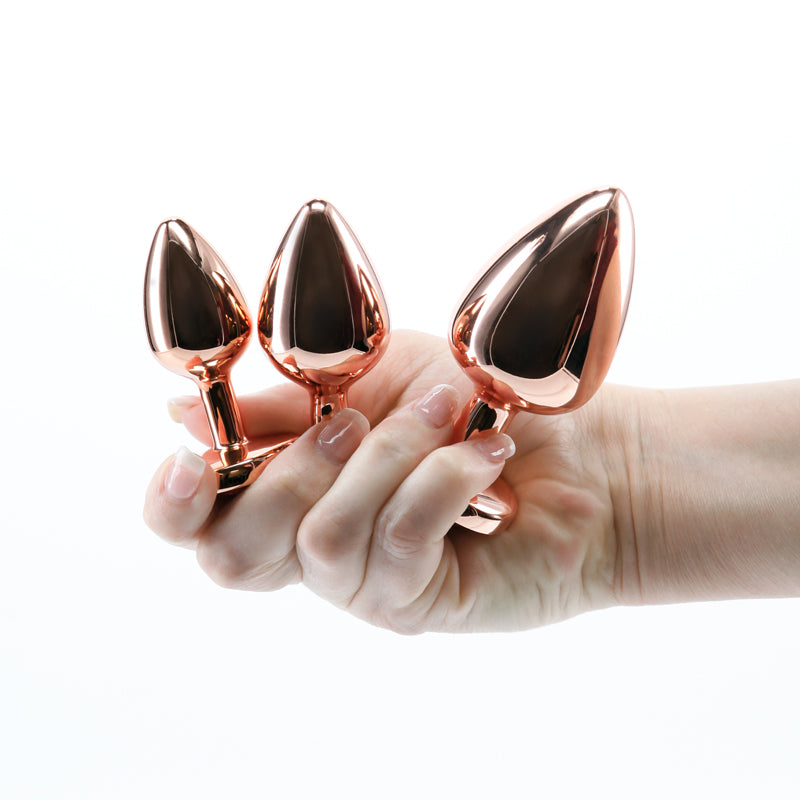 Rear Assets Trainer Kit - 3 Metallic Butt Plugs with Pink Gems Secondary image