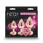 Rear Assets Trainer Kit Metal Butt Plug Set Rose Gold Heart > Anal Range > Butt Plug Kits