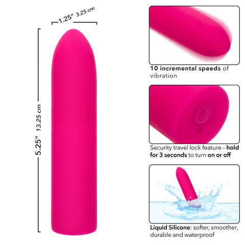 Rechargeable Classic Chic Mini Liquid Silicone Pink Mini Massager with 10 Speeds BULLETS