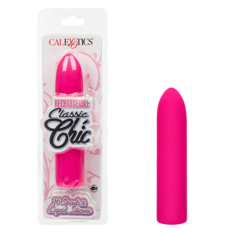 Rechargeable Classic Chic Mini Liquid Silicone Pink Mini Massager with 10 Speeds BULLETS