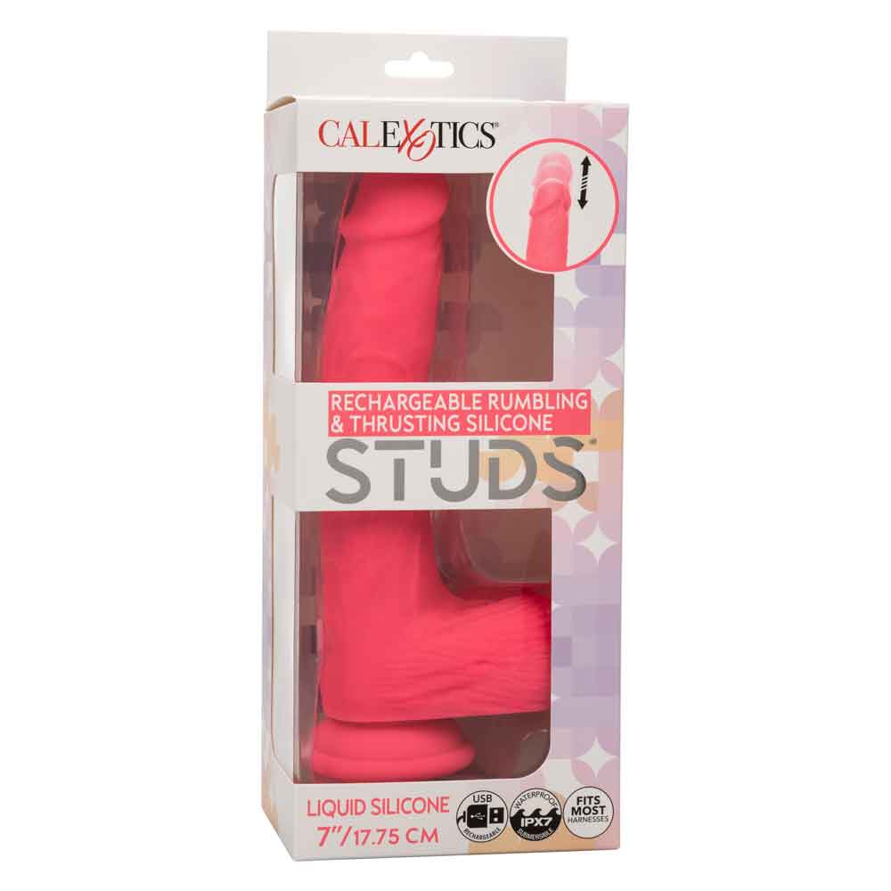 Rumbling Thrusting Silicone Stud Vibrator Pink 7 Inch > Dildos > Realistic Dildos